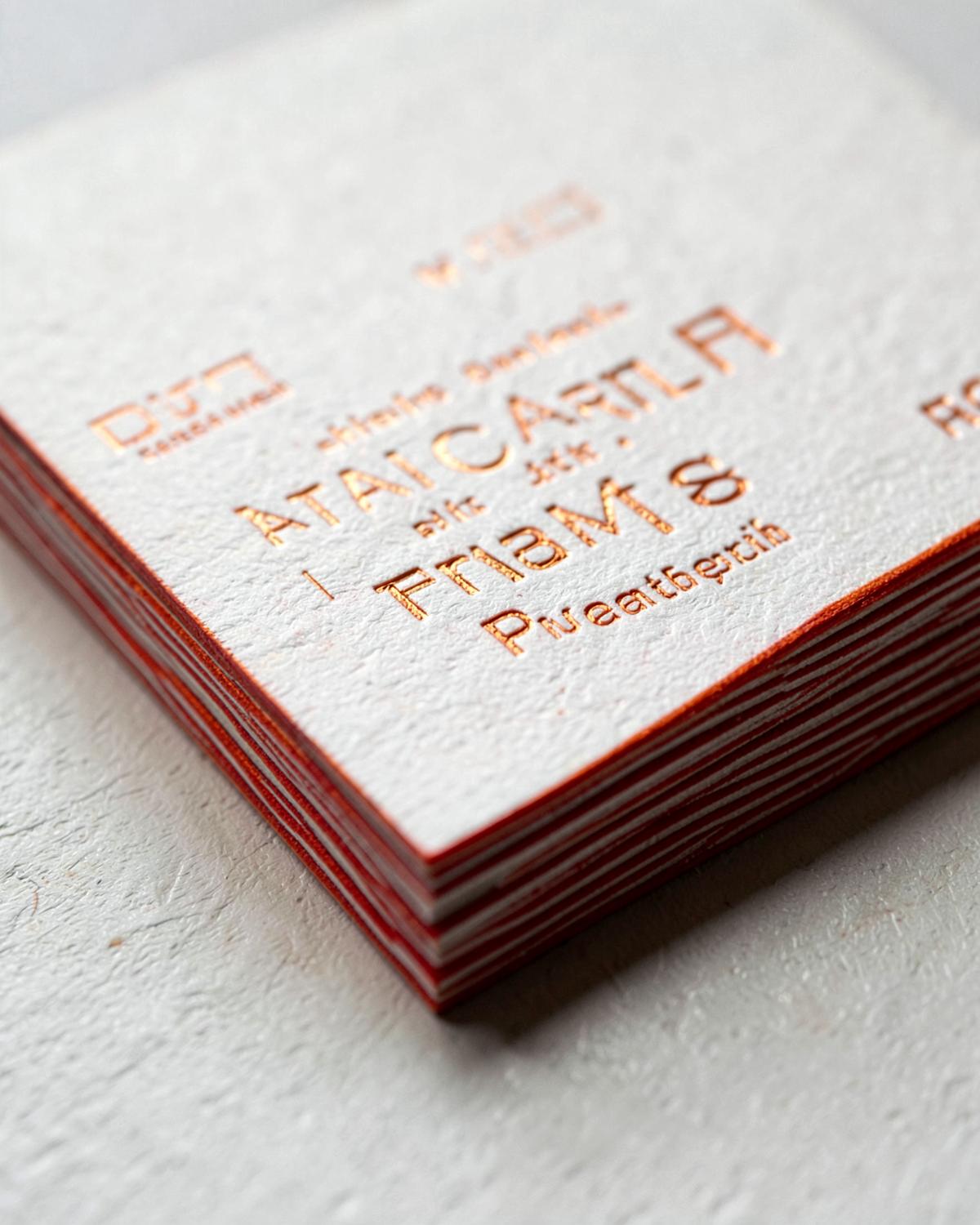 Tarjetas de visita con relieve y canto pintado en rojo