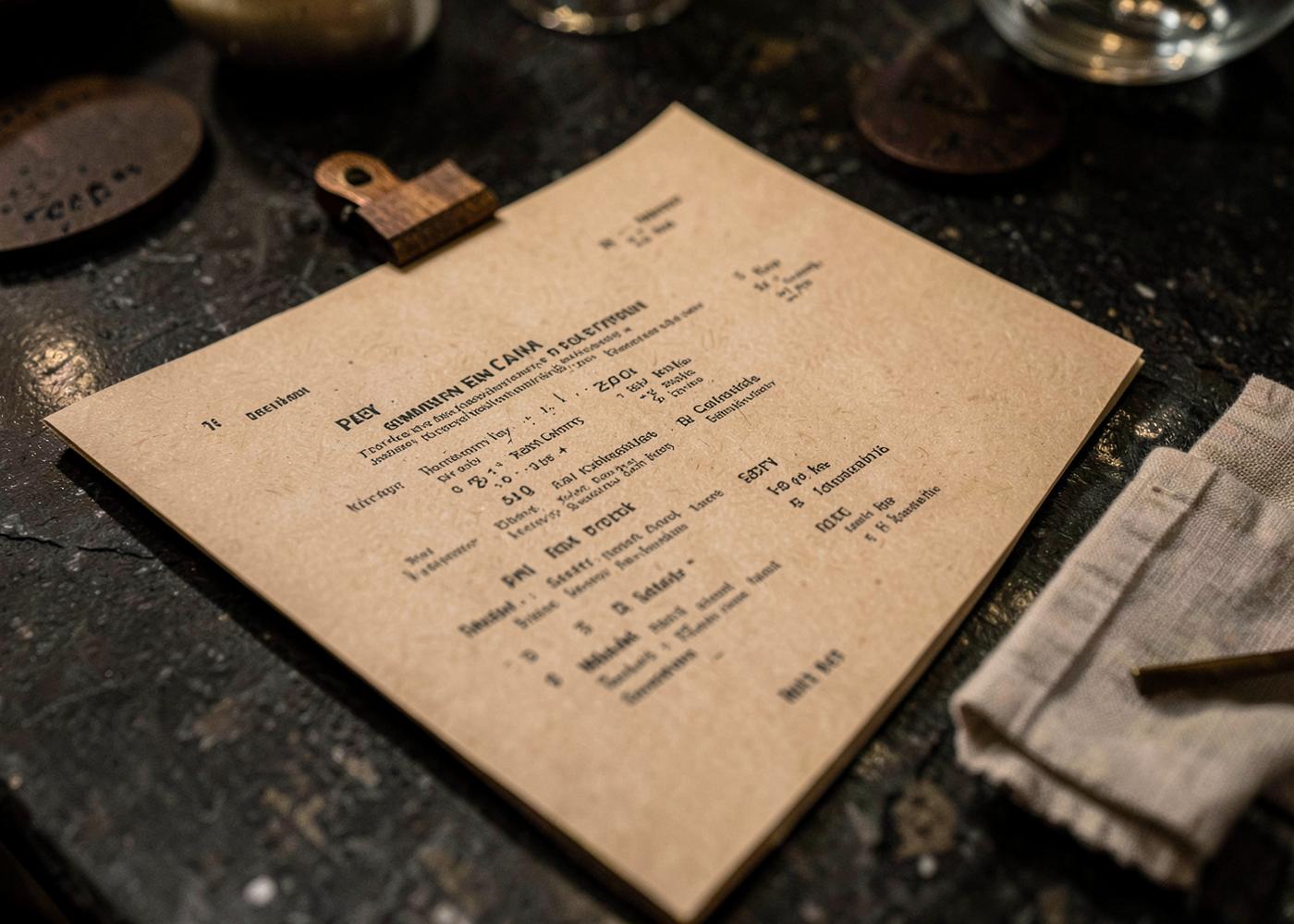 Carta de restaurante impresa en papel reciclado